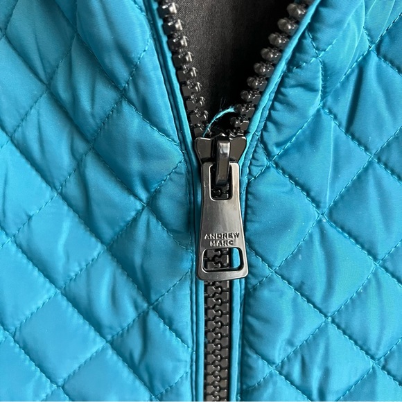 ANDREW MARC Full Zip Up Quilted Women’s Puffer Vest Turquoise Black Size Large - Picture 4 of 9
